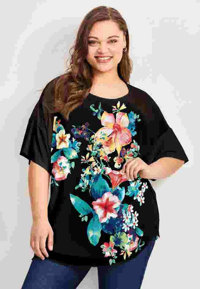 Mixed Media Floral Print Top image number 0