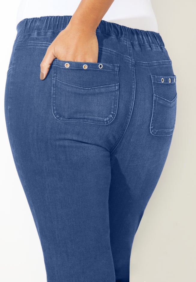 Studded Hem Denim Capri image number 2