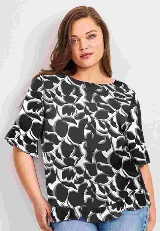 Crew Ruffle Hem Top image number 0