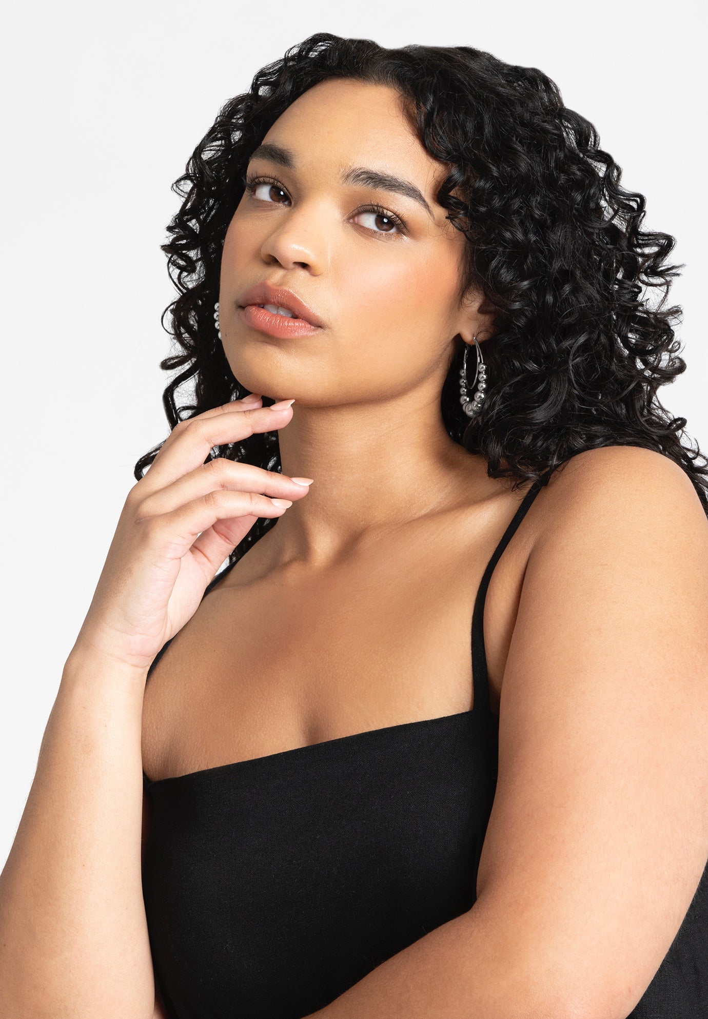 Double Row Bead Ball Hoop Earring image number 0