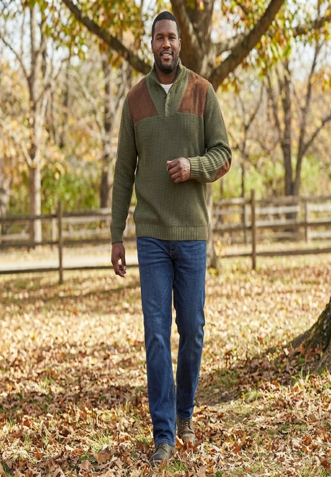 Patch Sweater with Mock Neck image number 1