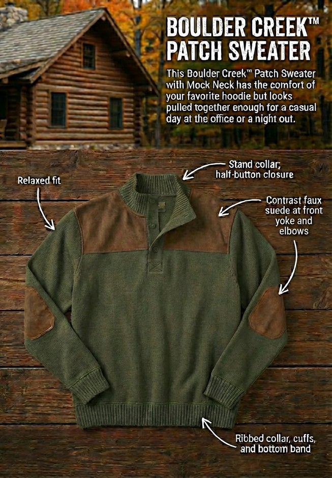 Patch Sweater with Mock Neck image number 2