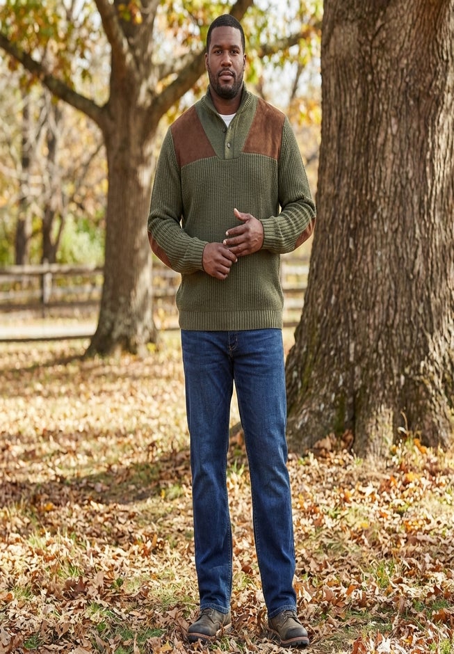 Patch Sweater with Mock Neck image number 3