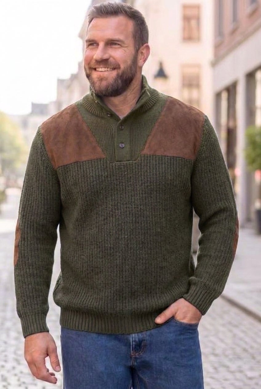 Patch Sweater with Mock Neck image number 4