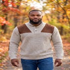 Patch Sweater with Mock Neck image number 1