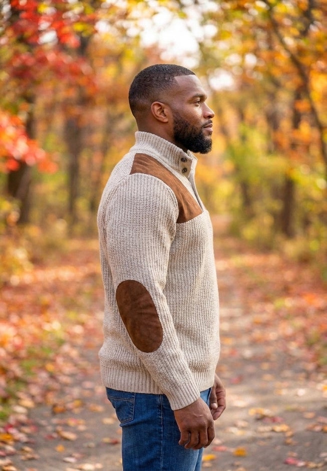Patch Sweater with Mock Neck image number 2