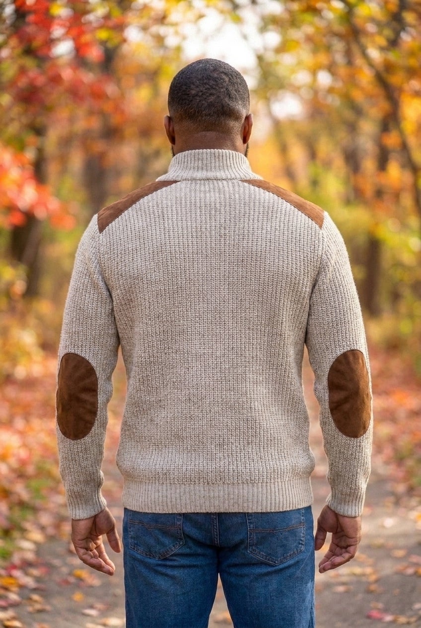 Patch Sweater with Mock Neck image number 3