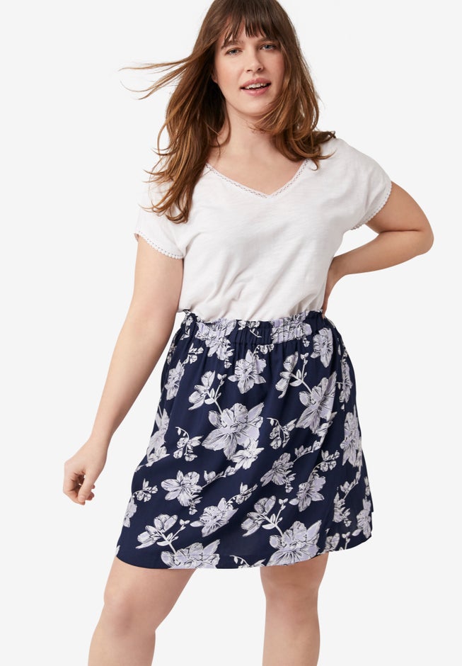 Pull-On Paperbag Waist Skort image number null