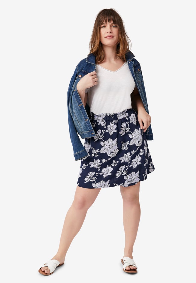 Pull-On Paperbag Waist Skort image number null