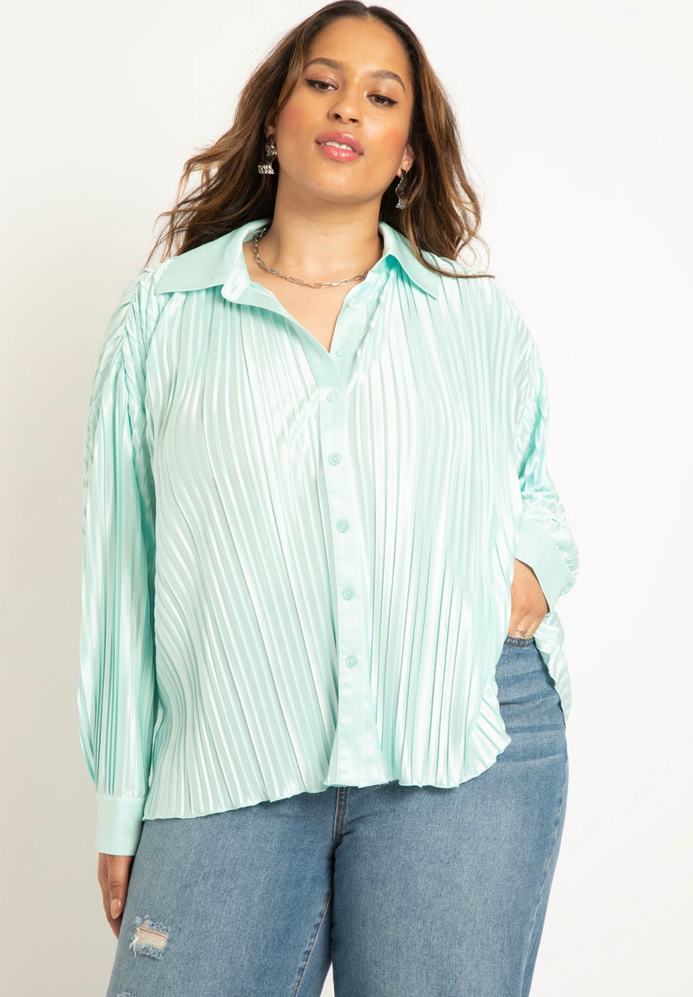 Plisse Knit Button Down image number 0