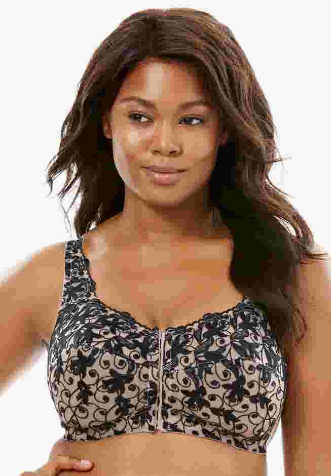 Scroll Embroidered Wireless Front-Close Bra  image number 0