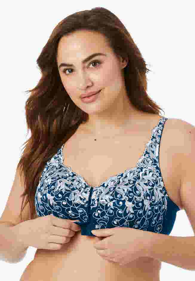 Scroll Embroidered Wireless Front-Close Bra  image number 0