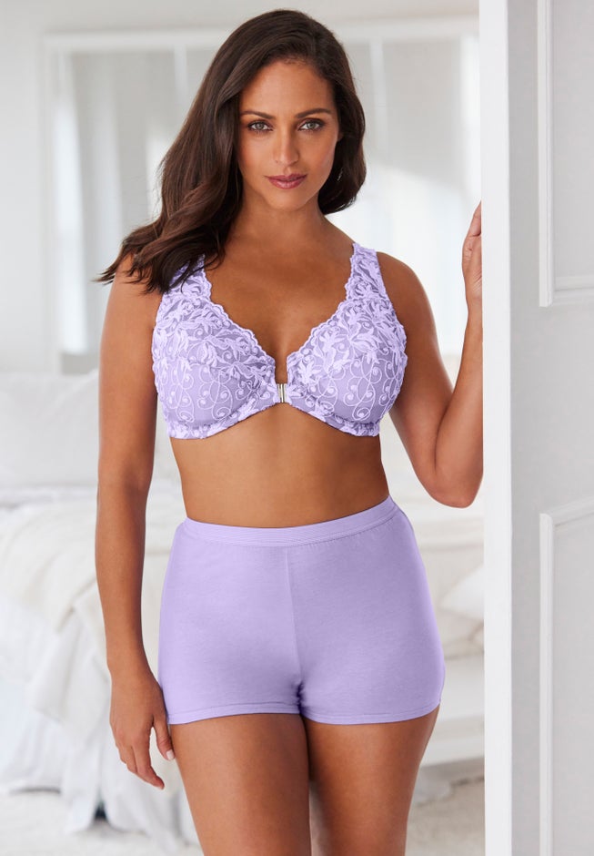 Embroidered Front-Close Underwire Bra image number 2