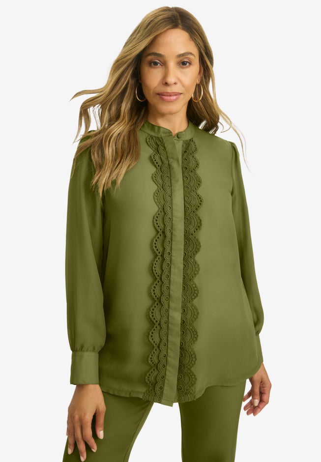 Eyelet Trim Blouse image number 0