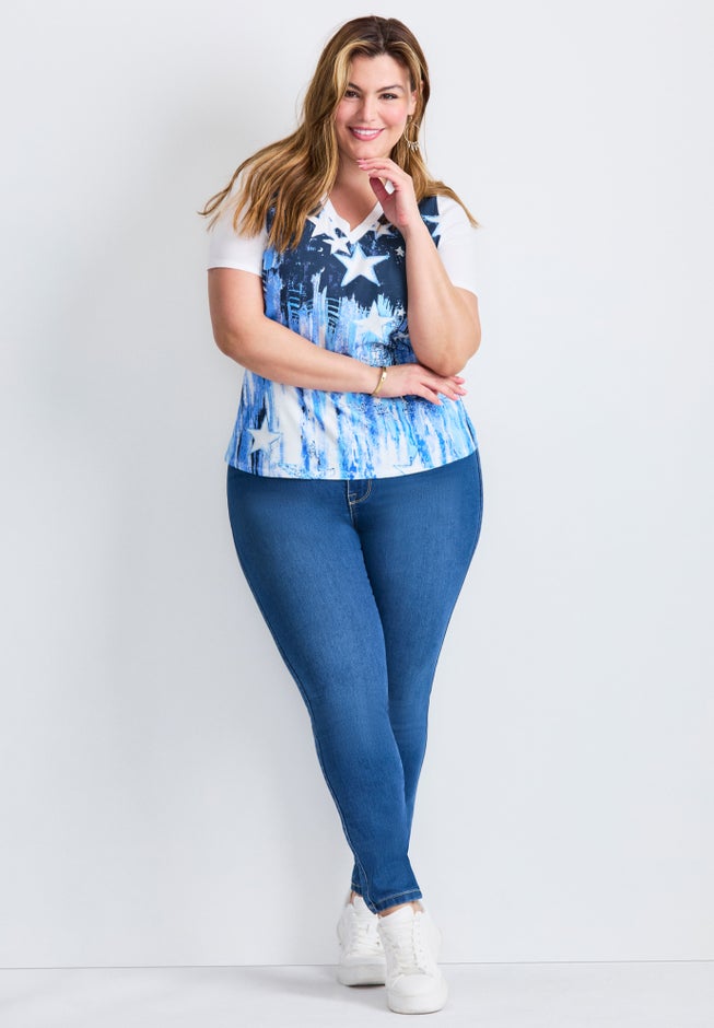 V-Neck Short Sleeve Graphic Tee image number 3