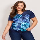 V-Neck Short Sleeve Graphic Tee image number null