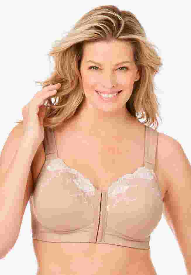 Front-Close Embroidered Wireless Posture Bra image number 5