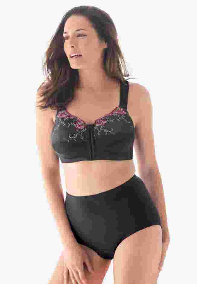 Front-Close Embroidered Wireless Posture Bra image number 6