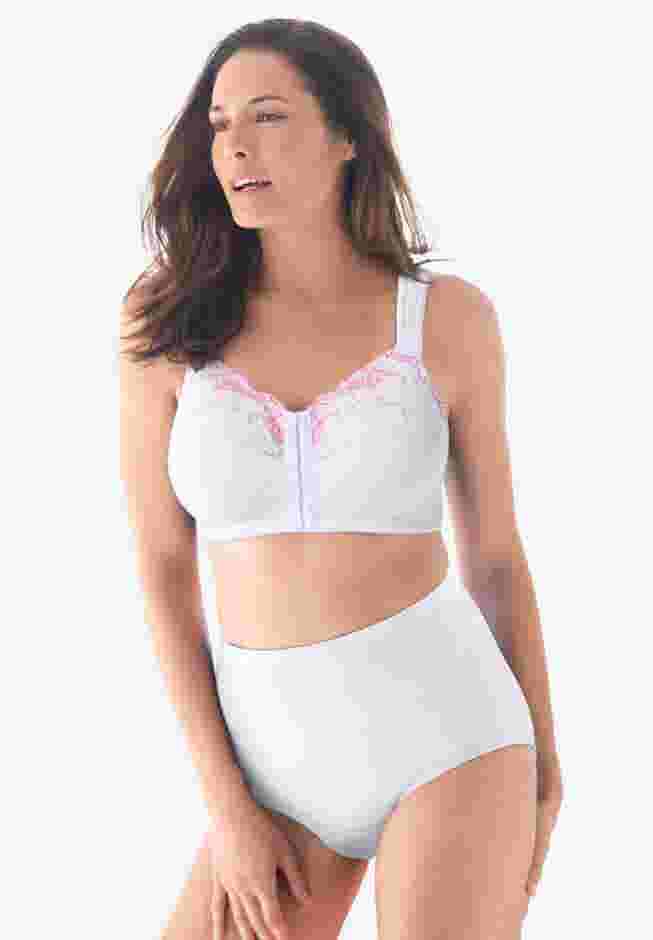 Front-Close Embroidered Wireless Posture Bra image number 7