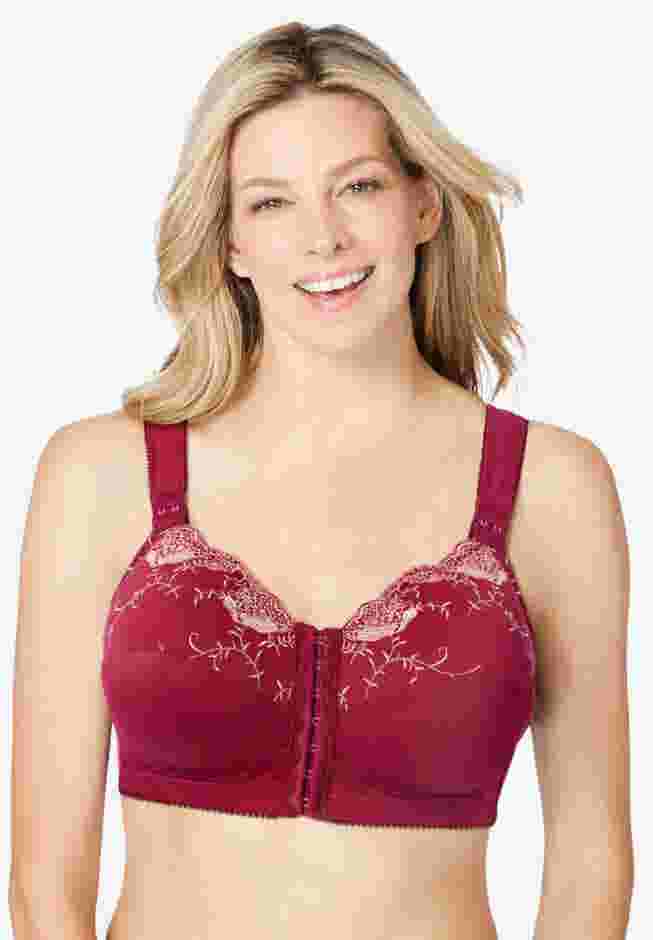Front-Close Embroidered Wireless Posture Bra image number 2