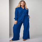 Plisse Button-Front Blouse image number null