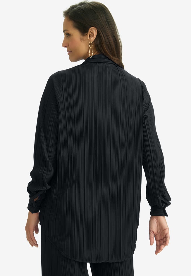 Plisse Button-Front Blouse image number 1