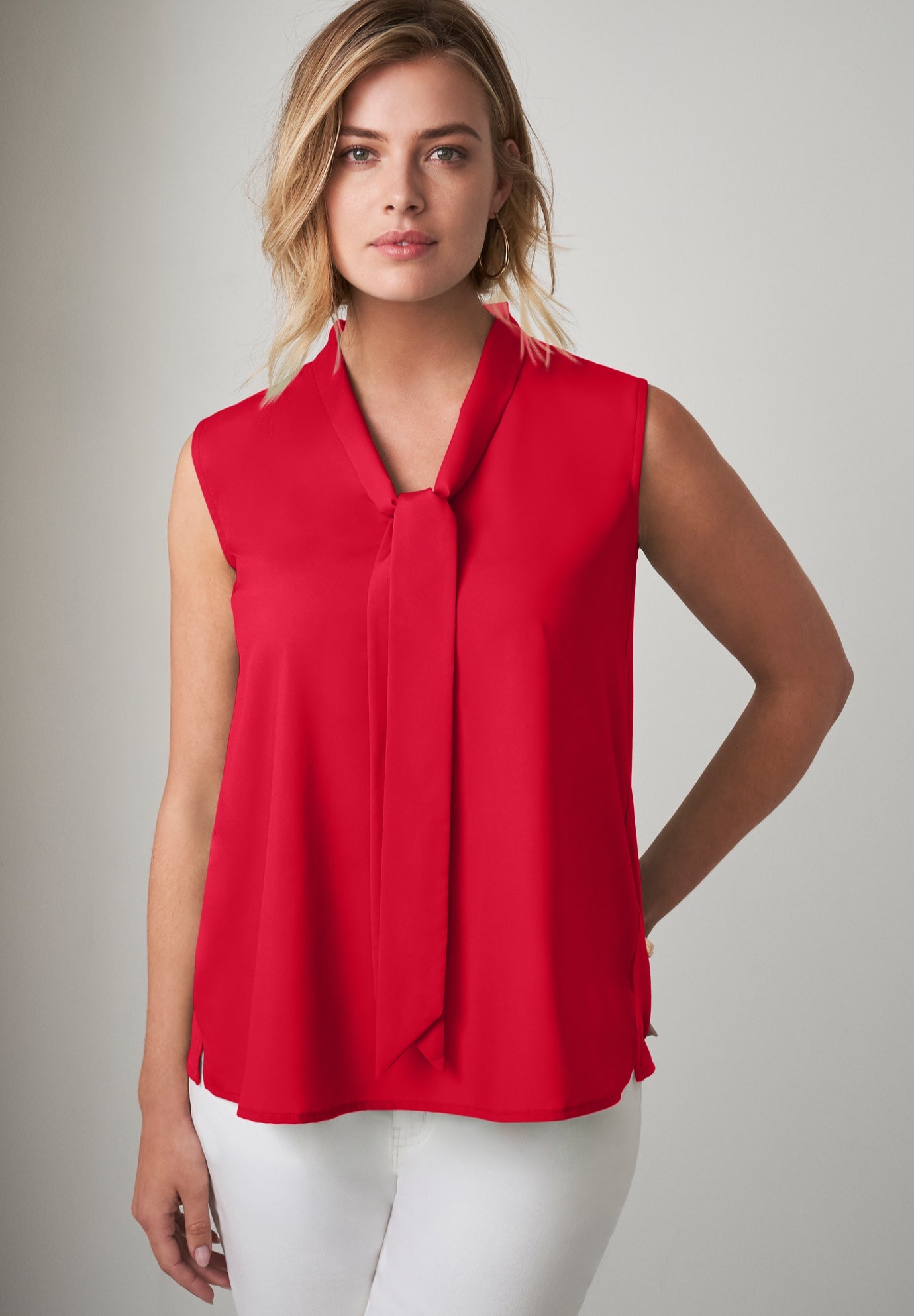 Uptown Sleeveless Tie-Neck Blouse image number 1