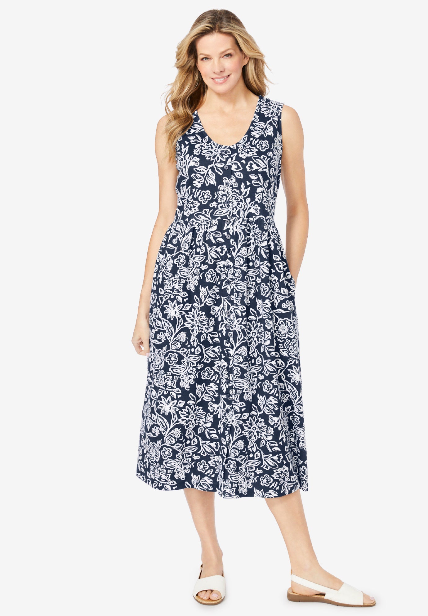 Sleeveless Button Front Dress image number 0