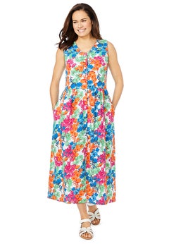 Sleeveless Button Front Dress