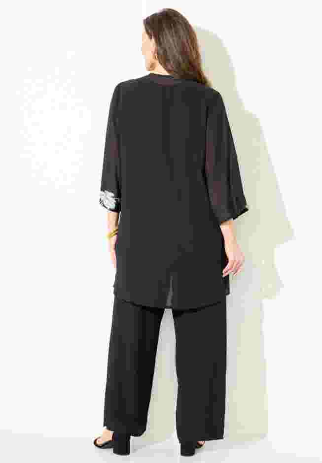 Lightweight Embroidered Sequin Pant Set image number 1