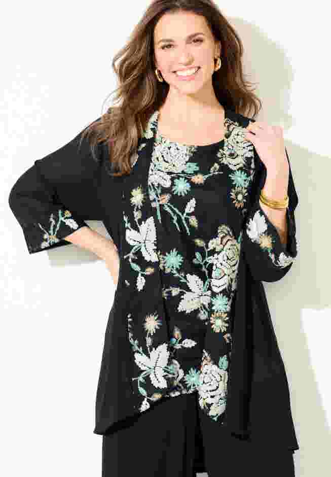 Lightweight Embroidered Sequin Pant Set image number 4