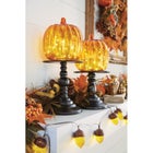 14½"H x 6"Diam Pre-Lit Mercury Glass Pumpkin on Metal Stand image number null