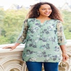 Y-Neck Half Placket Blouse image number null