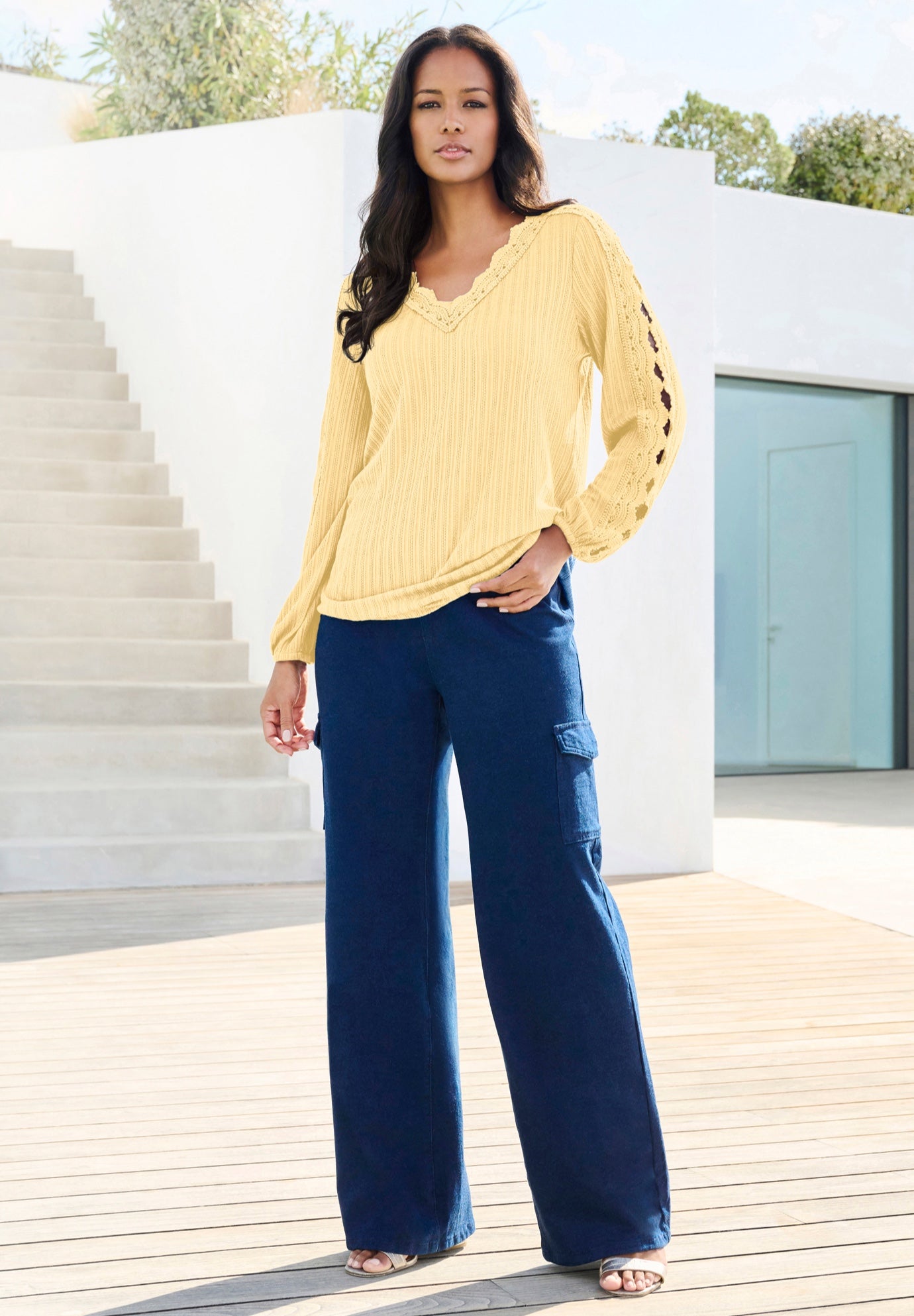 Lace Trim and Appliqu&eacute;d Tee image number 0