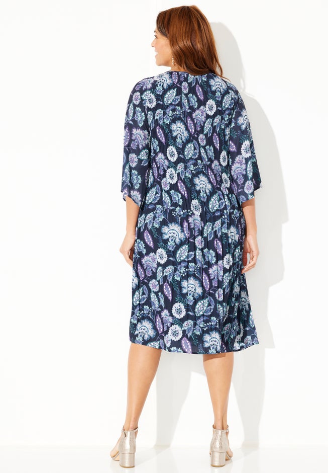 Bejeweled Pleated Shirtdress image number null