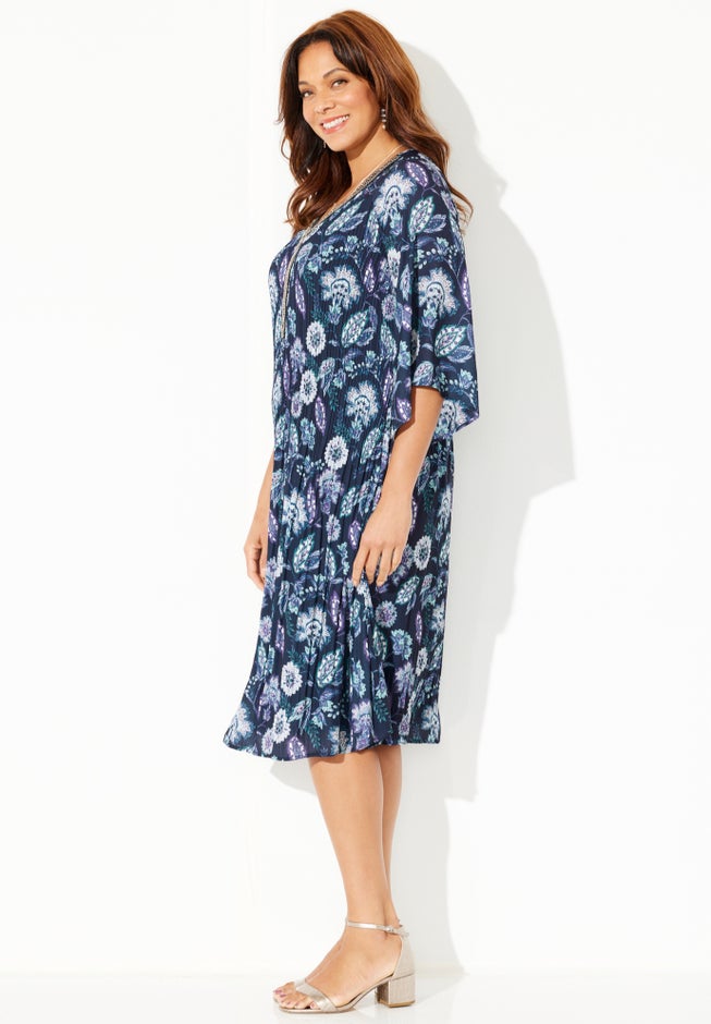 Bejeweled Pleated Shirtdress image number null