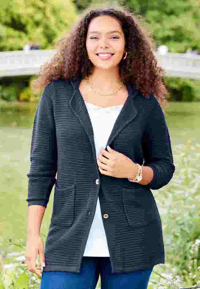 Ottoman Stitch Cardigan Blazer image number 0