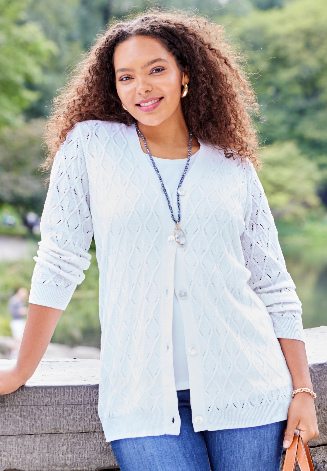 Pointelle V-Neck Cardigan image number 0