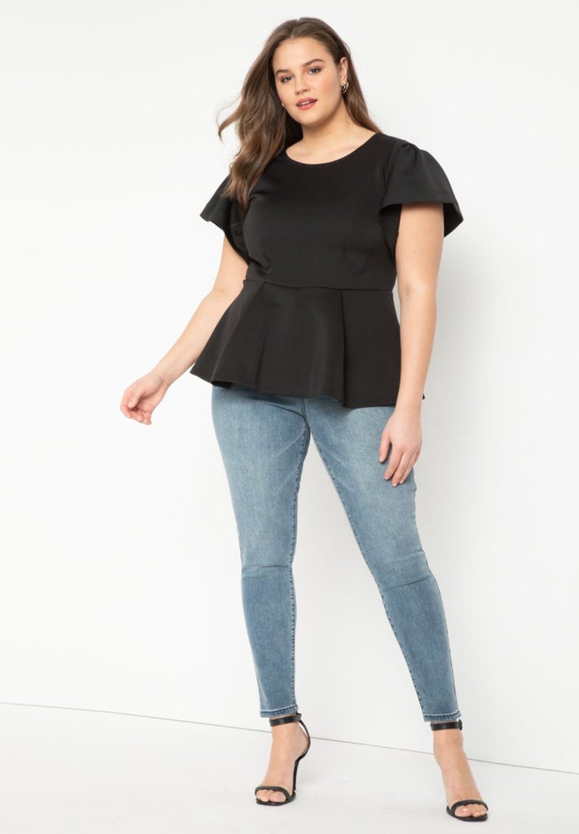 Flare Sleeve Peplum Top image number 3