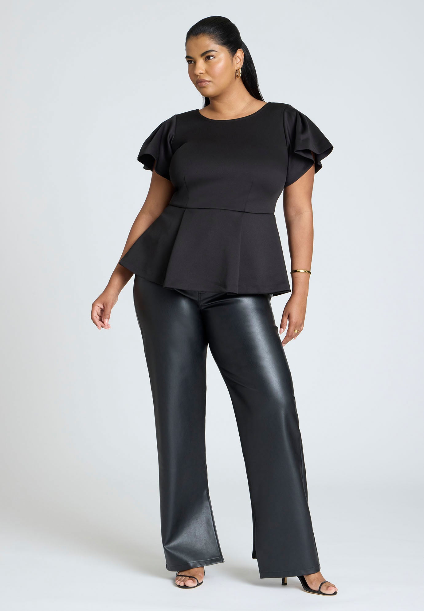 Flare Sleeve Peplum Top image number 2
