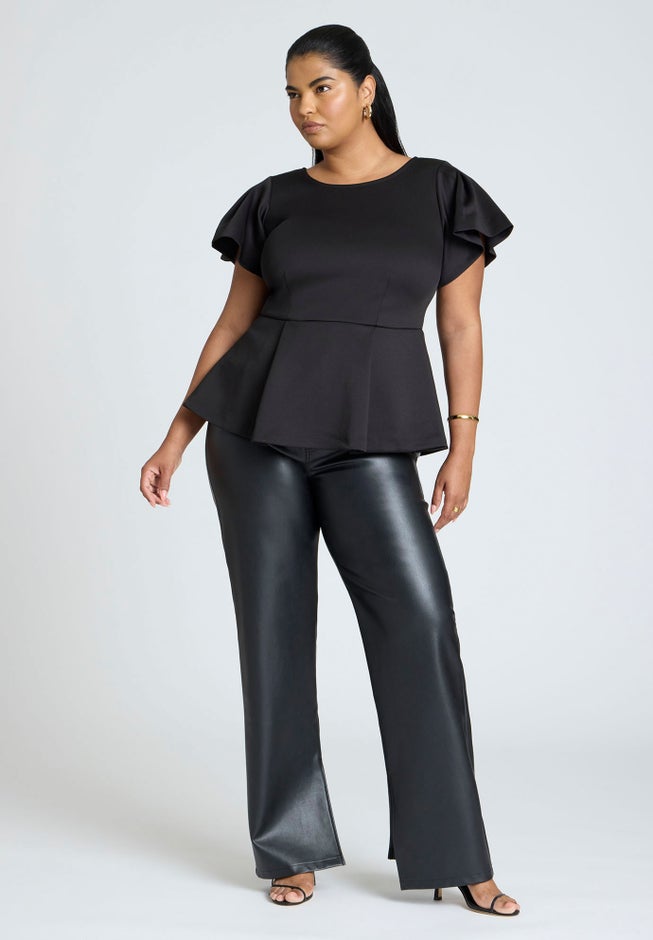 Flare Sleeve Peplum Top image number 2