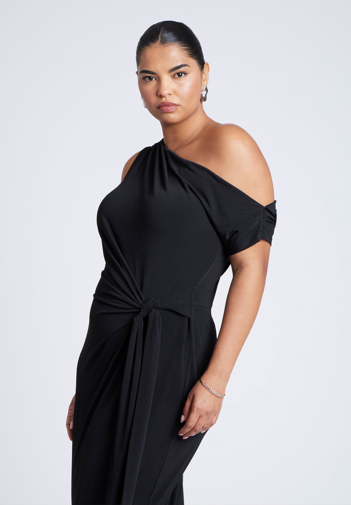 Off The Shoulder Tie Front Midi Dress image number 1