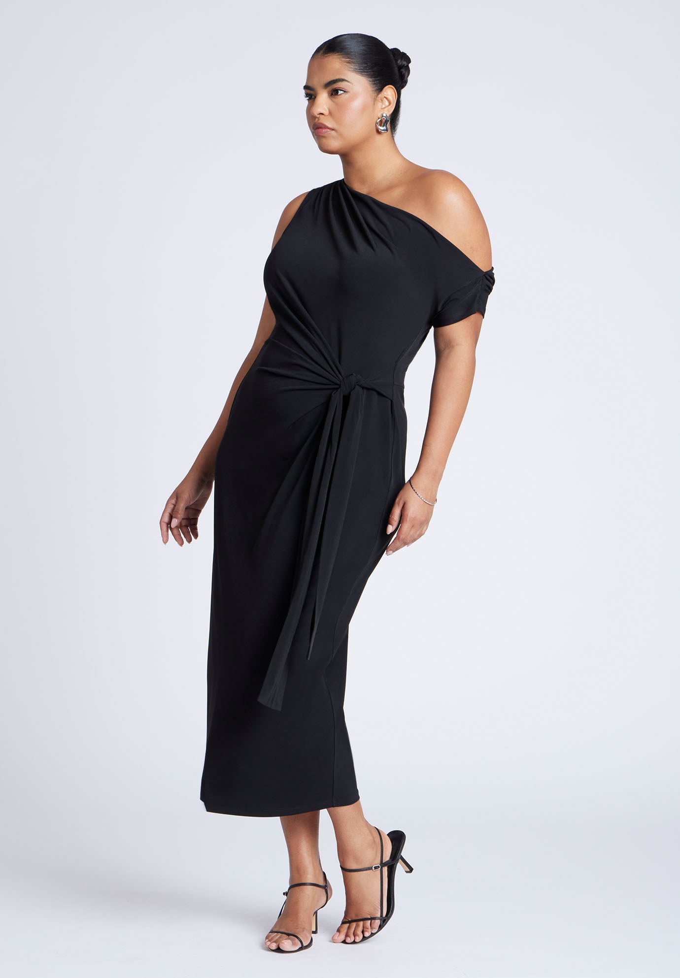 Off The Shoulder Tie Front Midi Dress image number 0