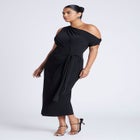 Off The Shoulder Tie Front Midi Dress image number null