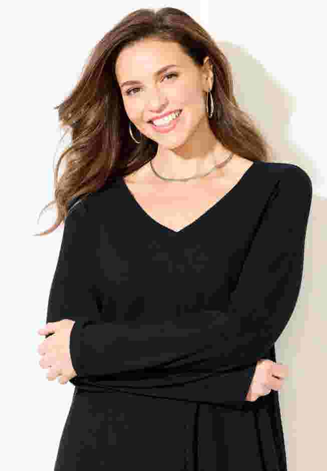 AnyWear Hacci Rib V-Neck Top image number 3