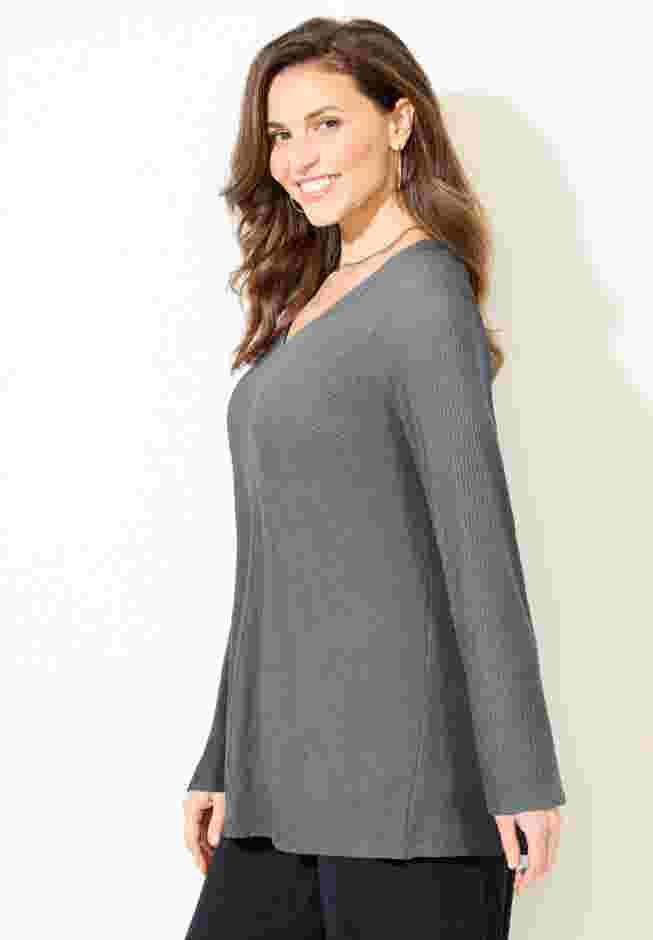 AnyWear Hacci Rib V-Neck Top image number 2