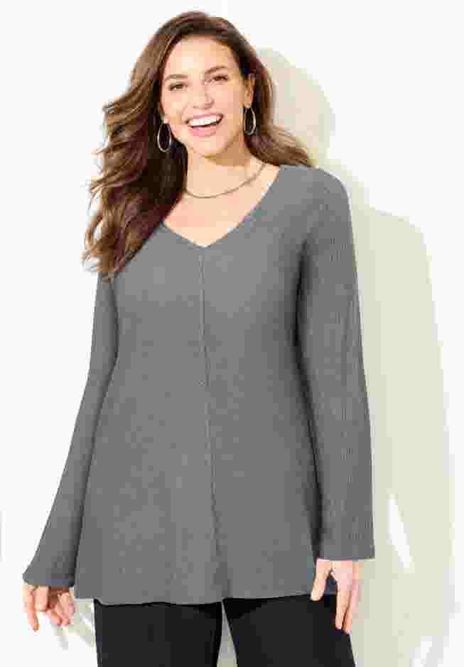 AnyWear Hacci Rib V-Neck Top image number 0