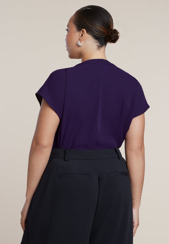 Short-Sleeve Notch Collar Blouse image number 1