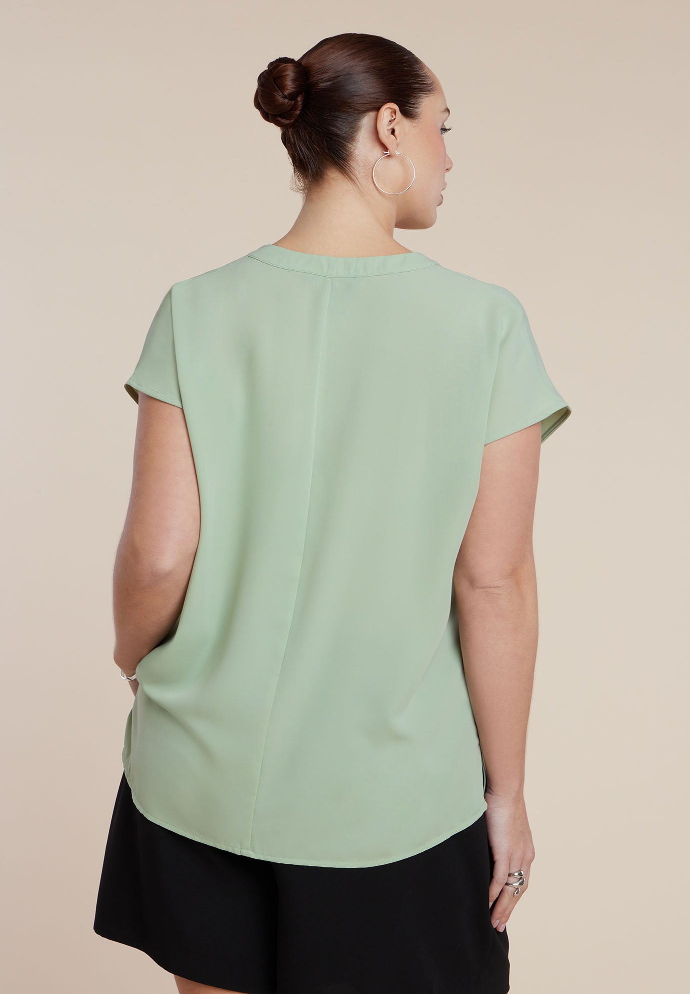 Short-Sleeve Notch Collar Blouse image number 1