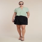 Short-Sleeve Notch Collar Blouse image number 3